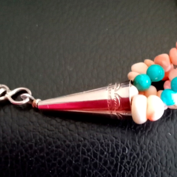 SOUTHWEST TURQUOISE AND PINK CORAL NECKLACE - Picture 7 of 7